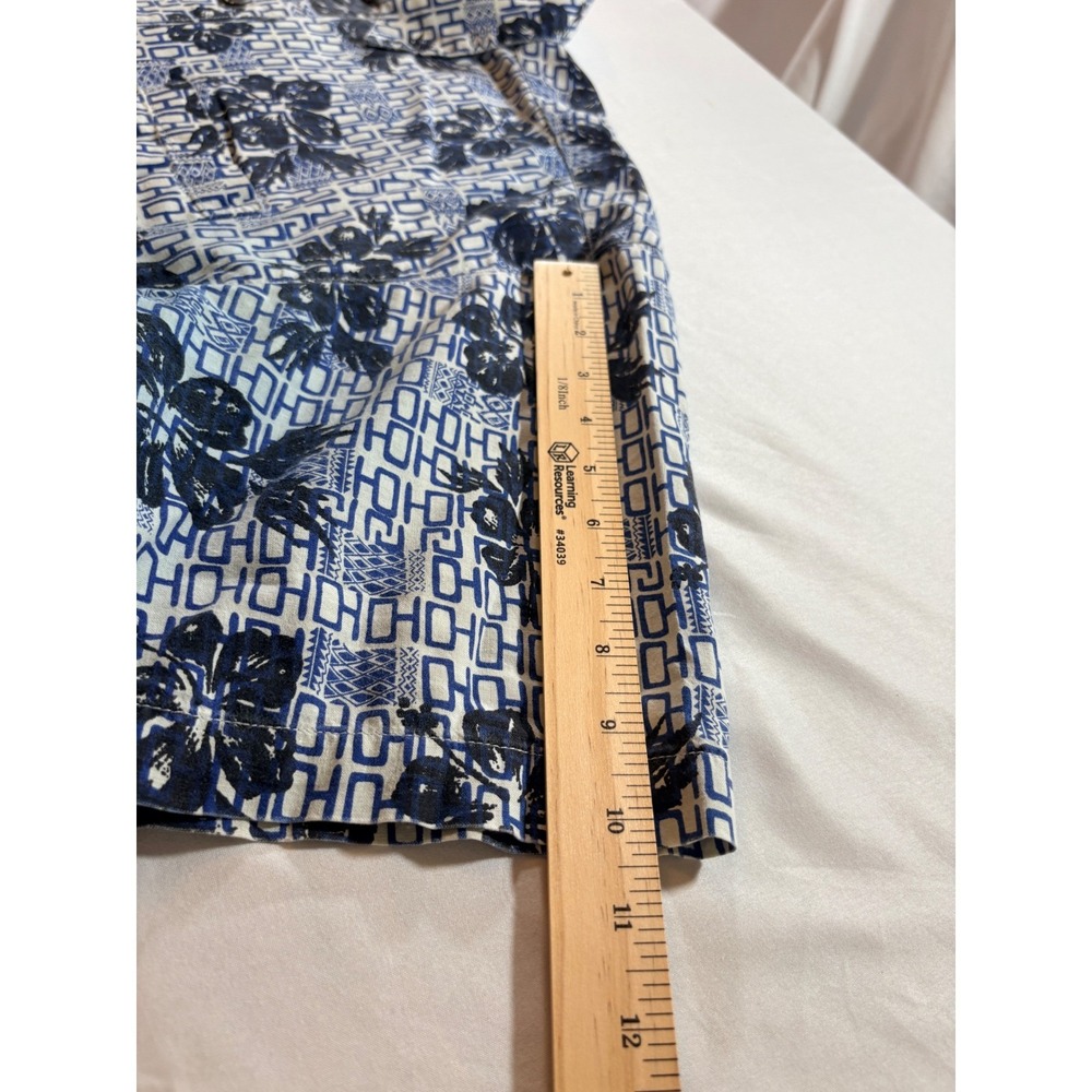 Pacific Scene Hawaiian Shirt Men Large Blue Floral Cotton Short Sleeve Button Up - Picture 8 of 8